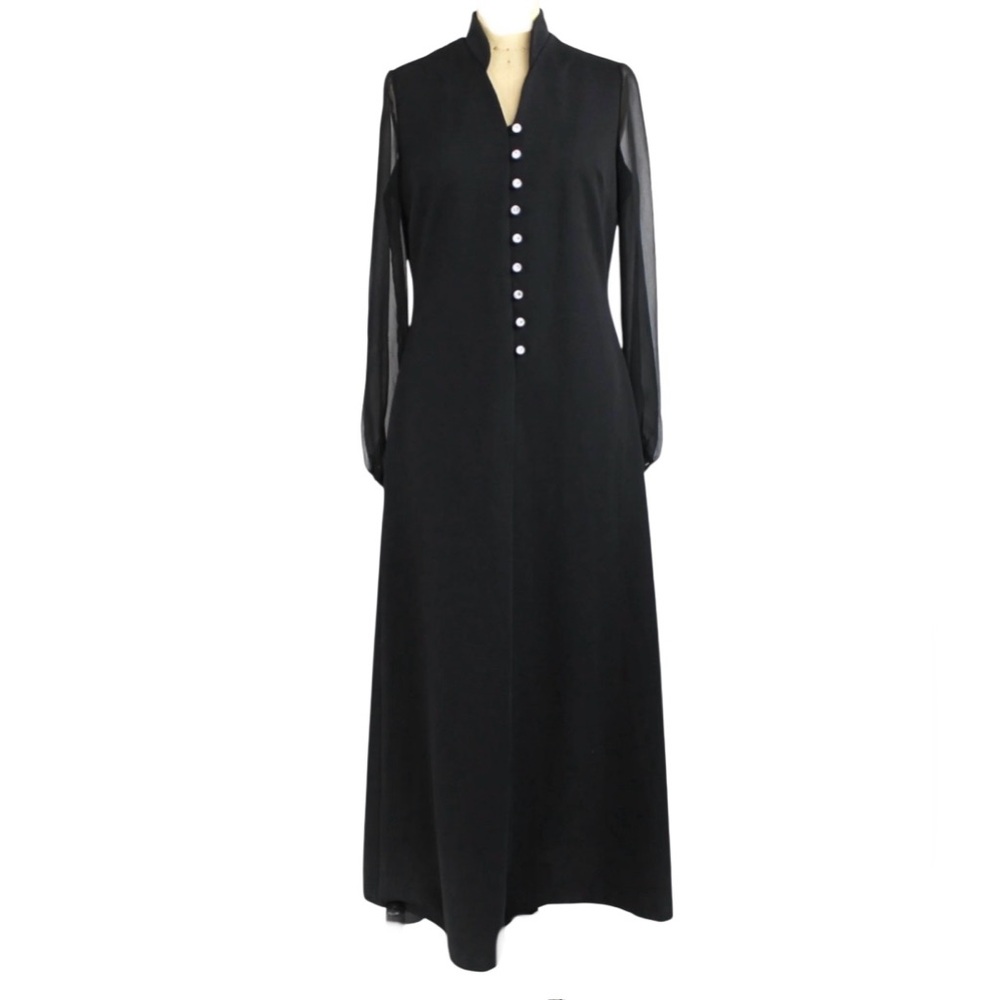 Lady Blair Black Vintage Maxi Dress Size Large Size Tag Missing